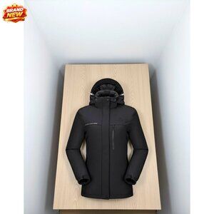 Women's Waterproof Ski Jacket with Detachable Hood, Fleece Lined Winter Parka